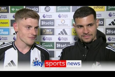 “We played for Eddie Howe” | Harvey Barnes and Bruno Guimarães react to massive win over Man United