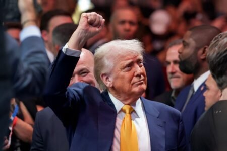 President Trump Schmoozes With Supporters At UFC Fight In Miami
