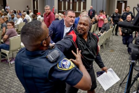 Protesters tased as Marjorie Taylor Greene’s city corridor repeatedly disrupted